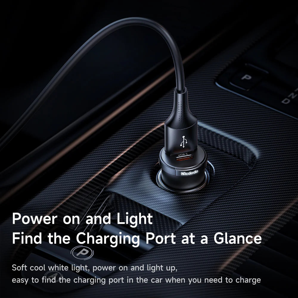 Mcdodo 33W 2 Port Car Charger Fast USB A & USB C Charging - Black Mcdodo 33W 2 Port Car Charger Fast USB A & USB C Charging - Black