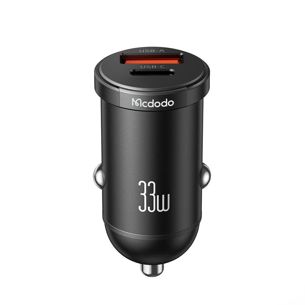 Mcdodo 33W 2 Port Car Charger Fast USB A & USB C Charging - Black Mcdodo 33W 2 Port Car Charger Fast USB A & USB C Charging - Black