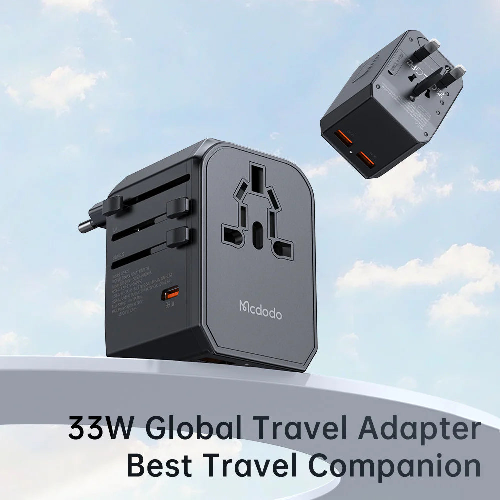 Mcdodo 33W PD Fast Charging Universal Travel Adapter for Devices - Black Mcdodo 33W PD Fast Charging Universal Travel Adapter for Devices - Black