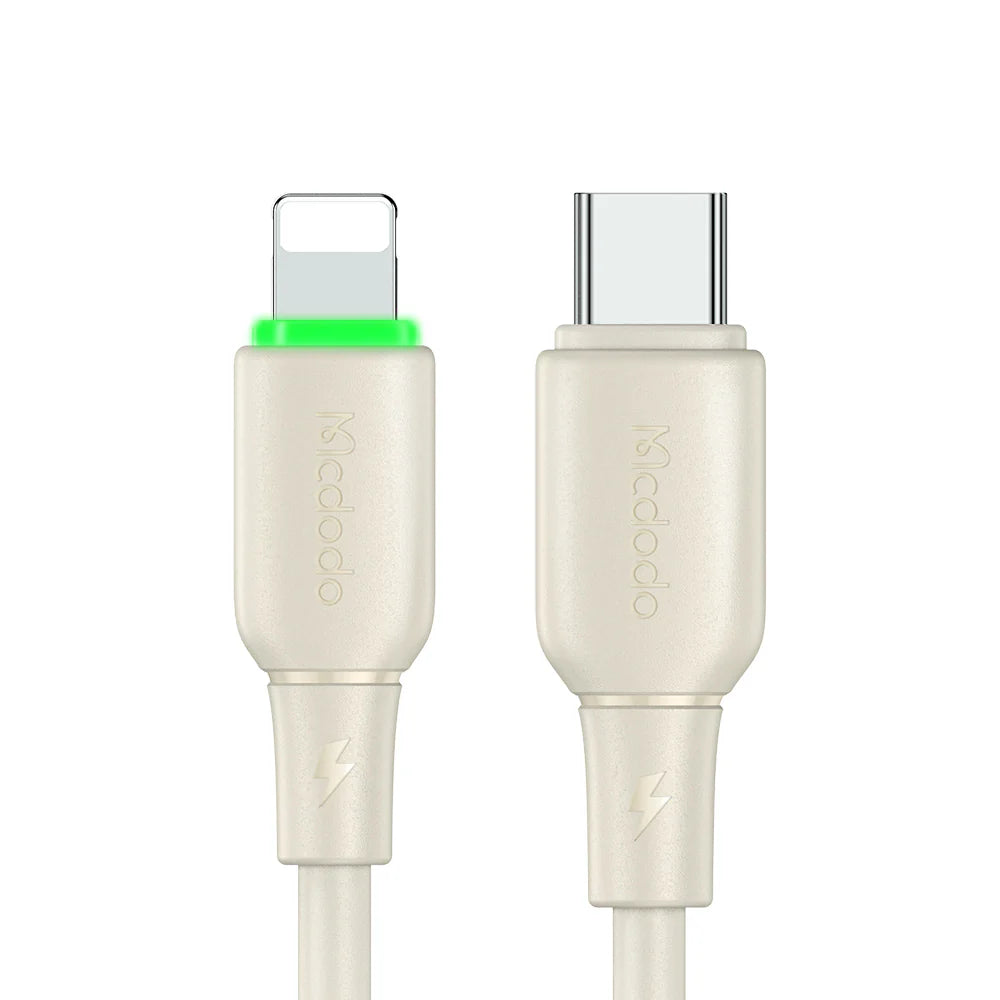 Mcdodo 36W USB C to Lightning Data Cable with LED 1.2m - Black & Beige Mcdodo 36W USB C to Lightning Data Cable with LED 1.2m - Black & Beige
