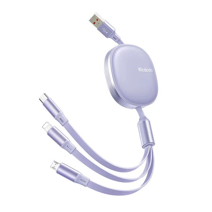 Mcdodo 3 in 1 Retractable 1.2M USB Fast Charging Cable Mcdodo 3 in 1 Retractable 1.2M USB Fast Charging Cable
