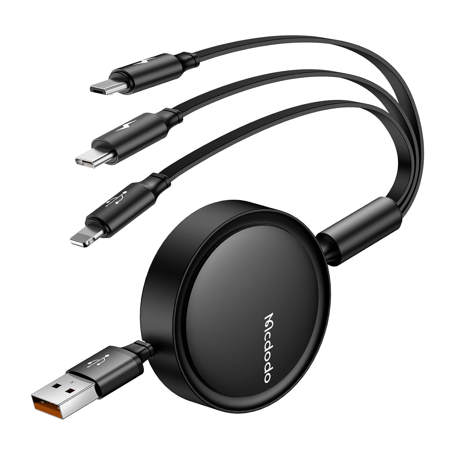 Mcdodo 3 in 1 Retractable Cable 1.2m Fast & Convenient Charging - Black & Green