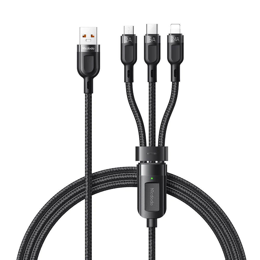 Mcdodo 3 in 1 Super Fast Charging Cable 1.2m - Black Mcdodo 3 in 1 Super Fast Charging Cable 1.2m - Black
