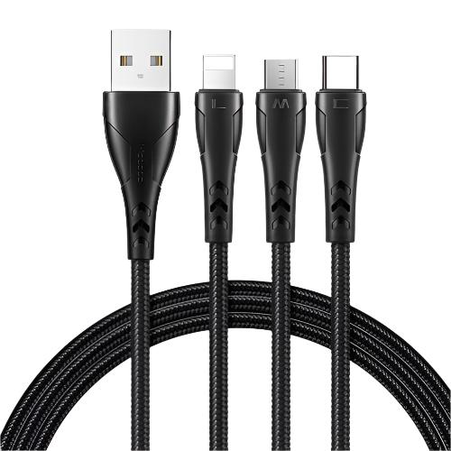 Mcdodo 3 in 1 USB to USB C Lightning Micro USB Cable 1.2m - Black Mcdodo 3 in 1 USB to USB C Lightning Micro USB Cable 1.2m - Black