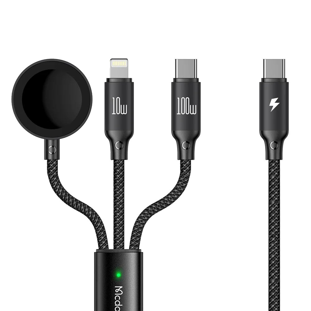 Mcdodo 3 in 1 Wireless Charging Cable Fast & Easy Charging - Black