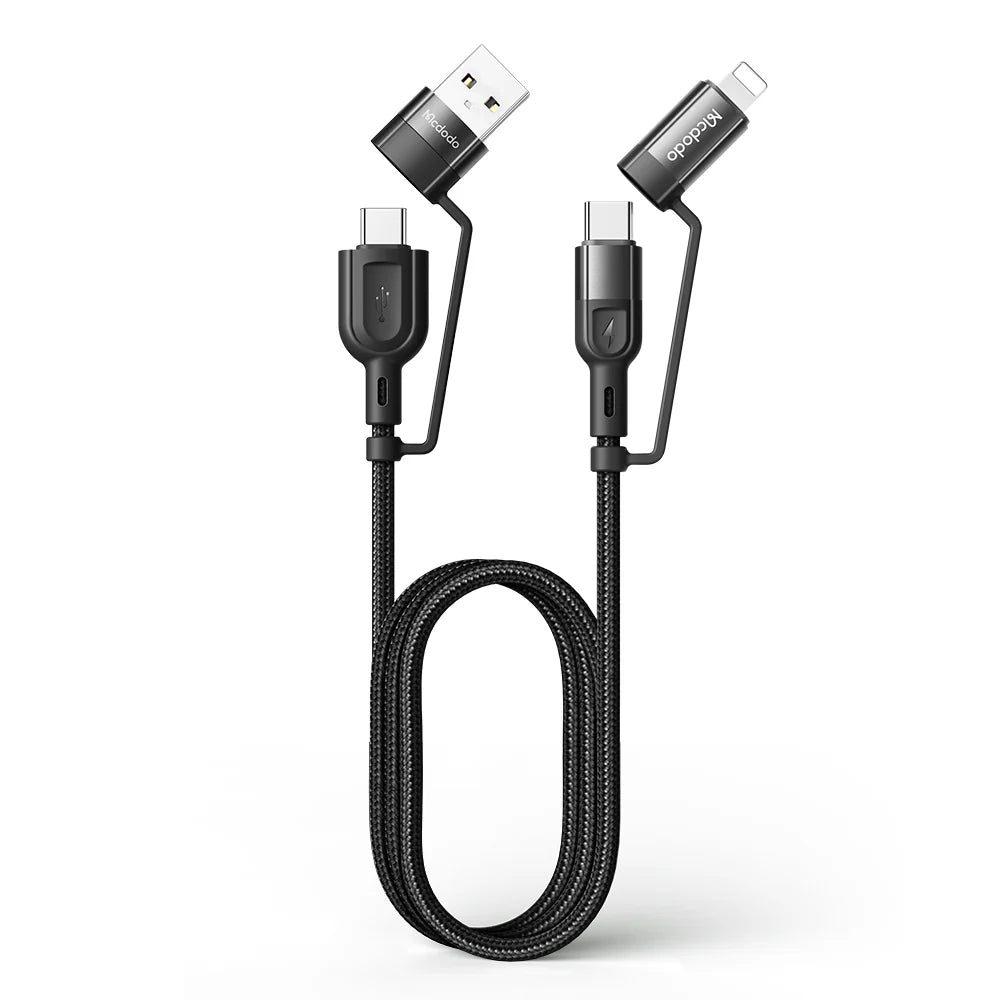 Mcdodo 4 in 1 PD Fast Charge Data Cable 1.2m Multi-Device Use - Black Mcdodo 4 in 1 PD Fast Charge Data Cable 1.2m Multi-Device Use - Black