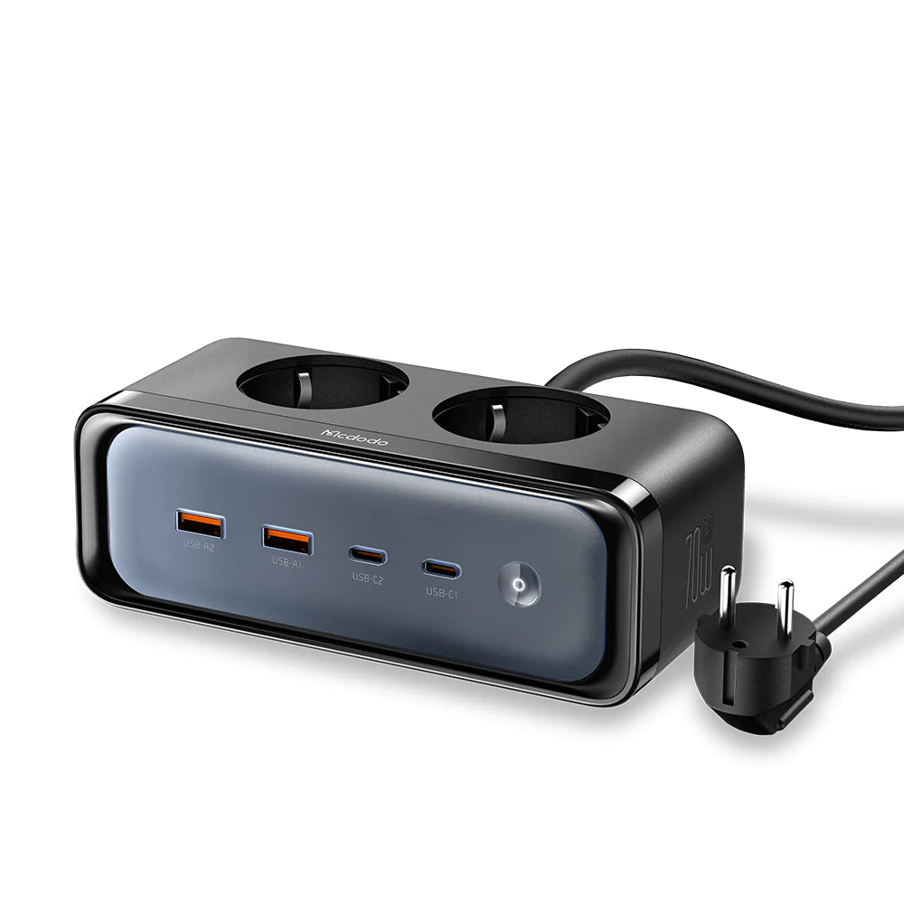 Mcdodo 6 in 1 Power Strip 70W with Lightning Protection - Black Mcdodo 6 in 1 Power Strip 70W with Lightning Protection - Black