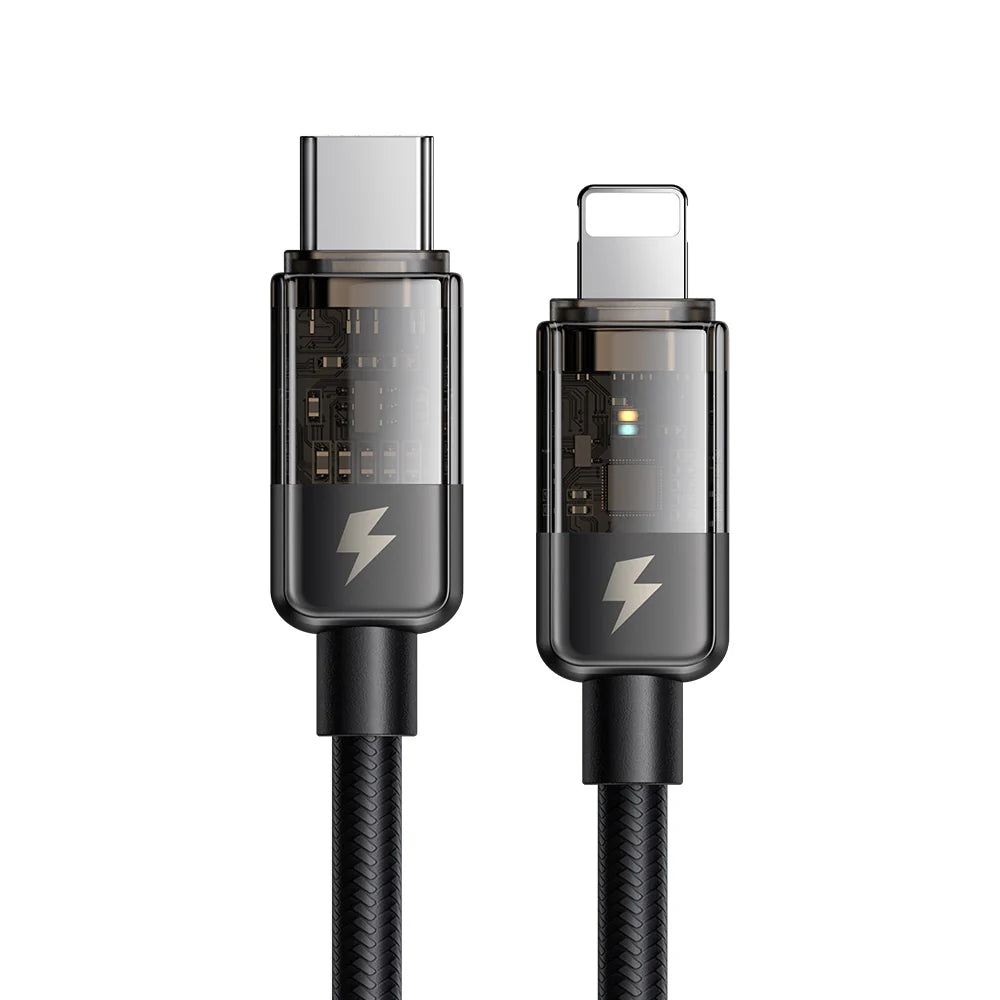 Mcdodo Auto Power Off Type C to Lightning Transparent Cable 1.2m - Black Mcdodo Auto Power Off Type C to Lightning Transparent Cable 1.2m - Black