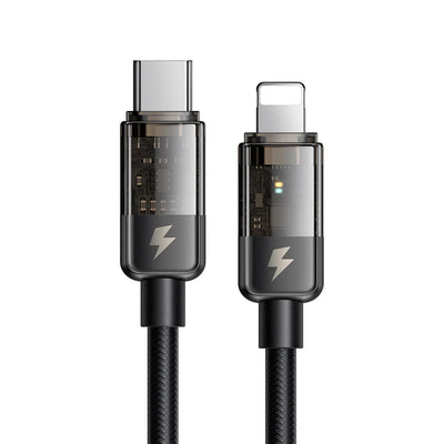 Mcdodo Auto Power Off Type C to Lightning Transparent Cable 1.2m - Black