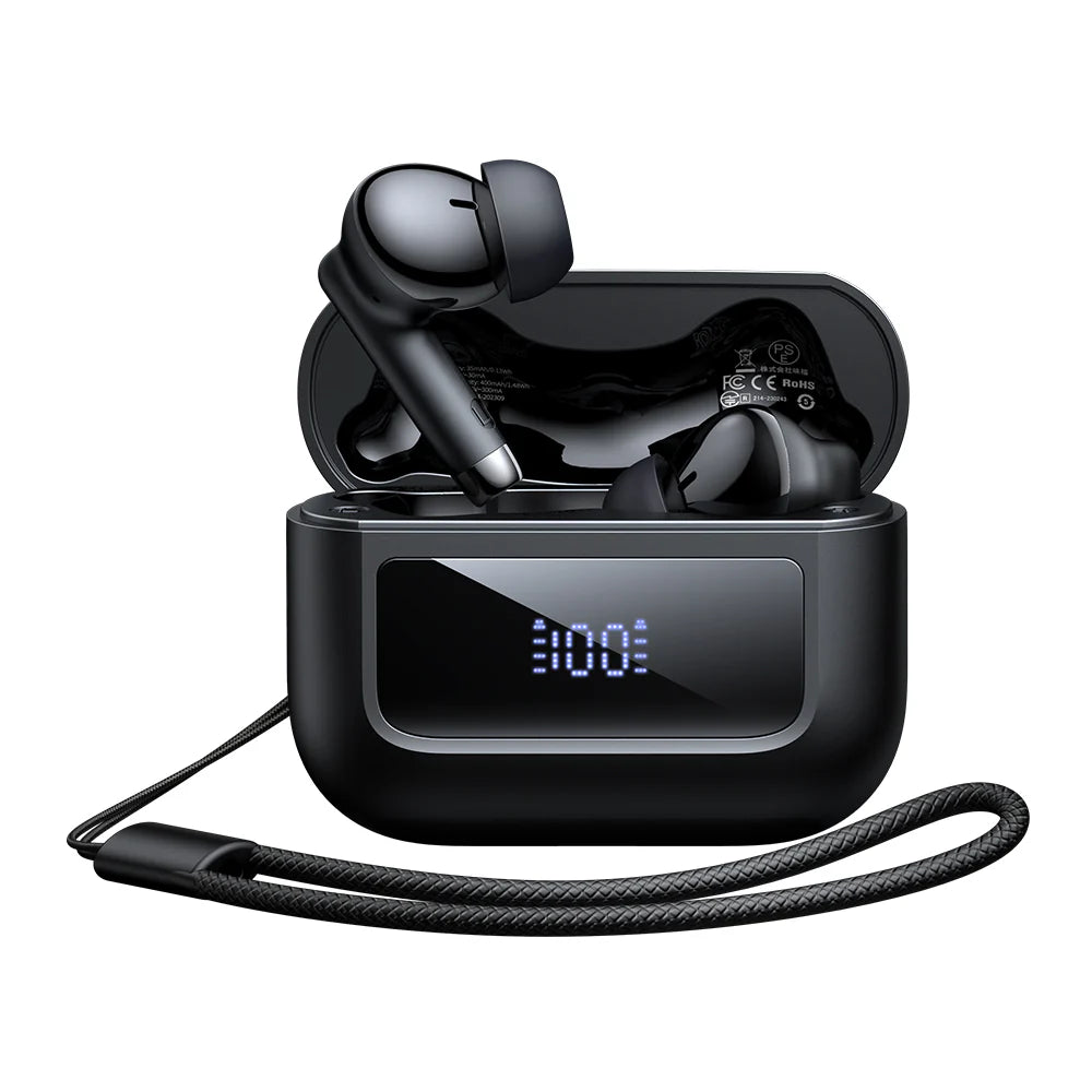 Mcdodo B04 TWS Earbuds with Digital Display & Lanyard - Black Mcdodo B04 TWS Earbuds with Digital Display & Lanyard - Black