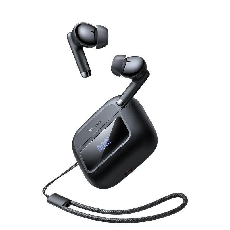 Mcdodo B04 TWS Earbuds with Digital Display & Lanyard - Black Mcdodo B04 TWS Earbuds with Digital Display & Lanyard - Black