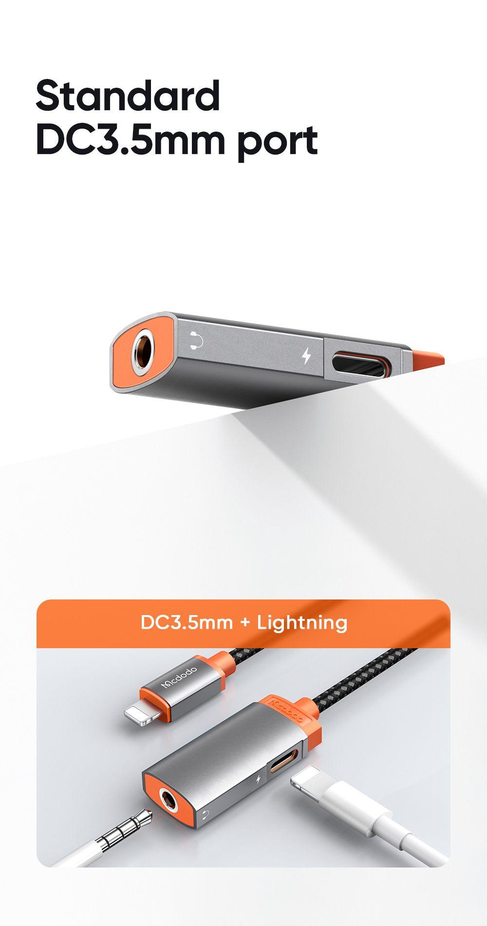 Mcdodo Lightning to DC3.5mm + Lightning Adapter - Audio & Charge