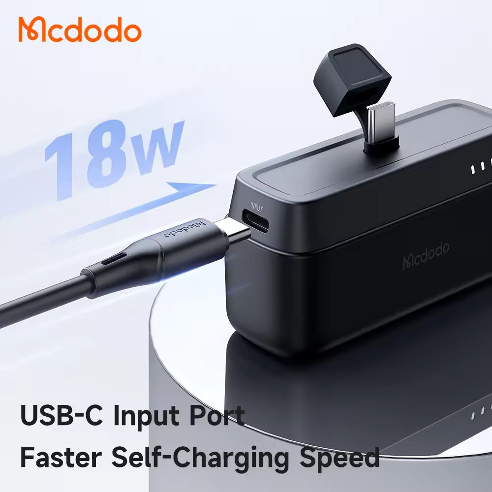 Mcdodo Mini Portable Charger 5000mAh with USB C Standrging - Black Mcdodo Mini Portable Charger 5000mAh with USB C Standrging - Black