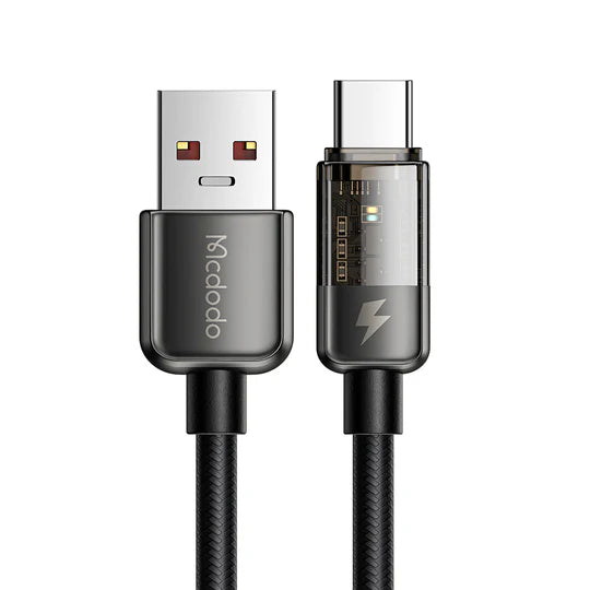 Mcdodo Transparent Type C 6A Super Charge Cable 1.2m with Auto Power Off - Black Mcdodo Transparent Type C 6A Super Charge Cable 1.2m with Auto Power Off - Black