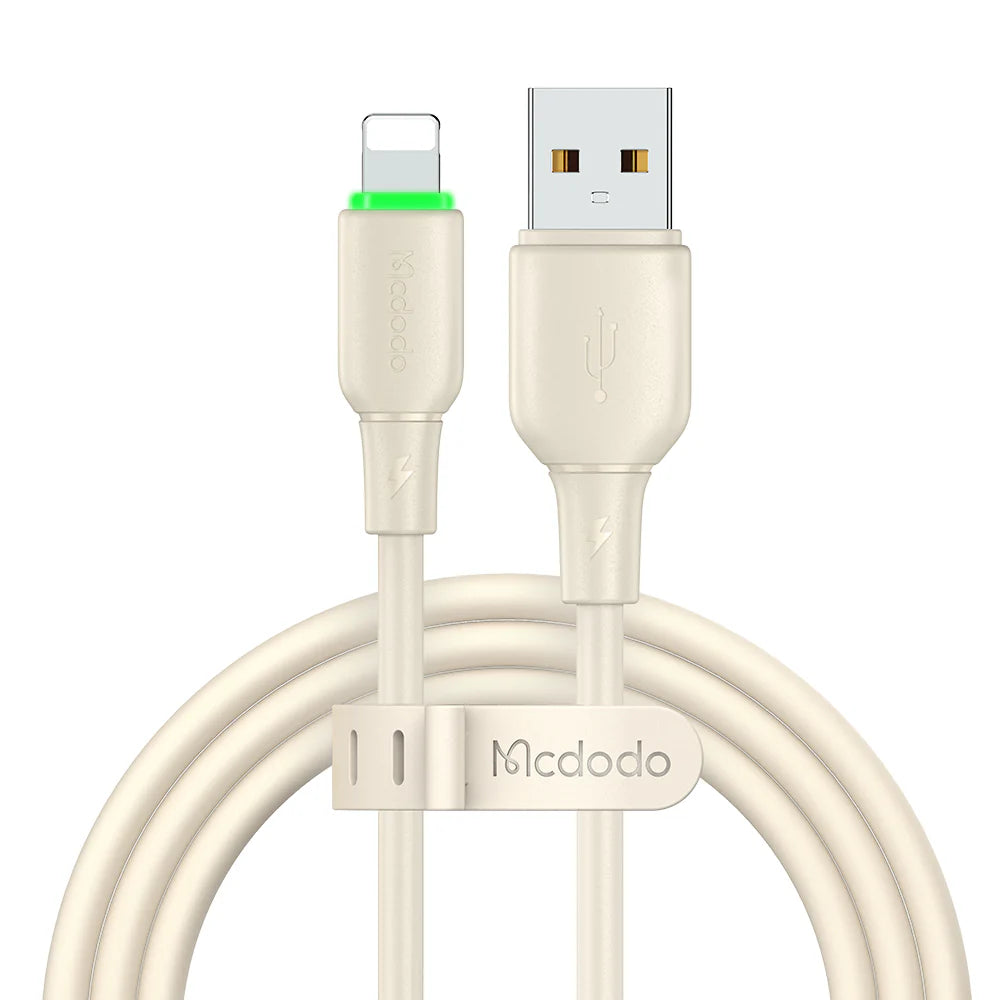 Mcdodo USB to Lightning Cable with LED Light 1.2m Fast Charging - Black & Beige