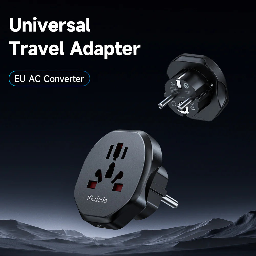 Mcdodo Universal Travel Adapter EU Plug Power in 150 & Countries - Black Mcdodo Universal Travel Adapter EU Plug Power in 150 & Countries - Black