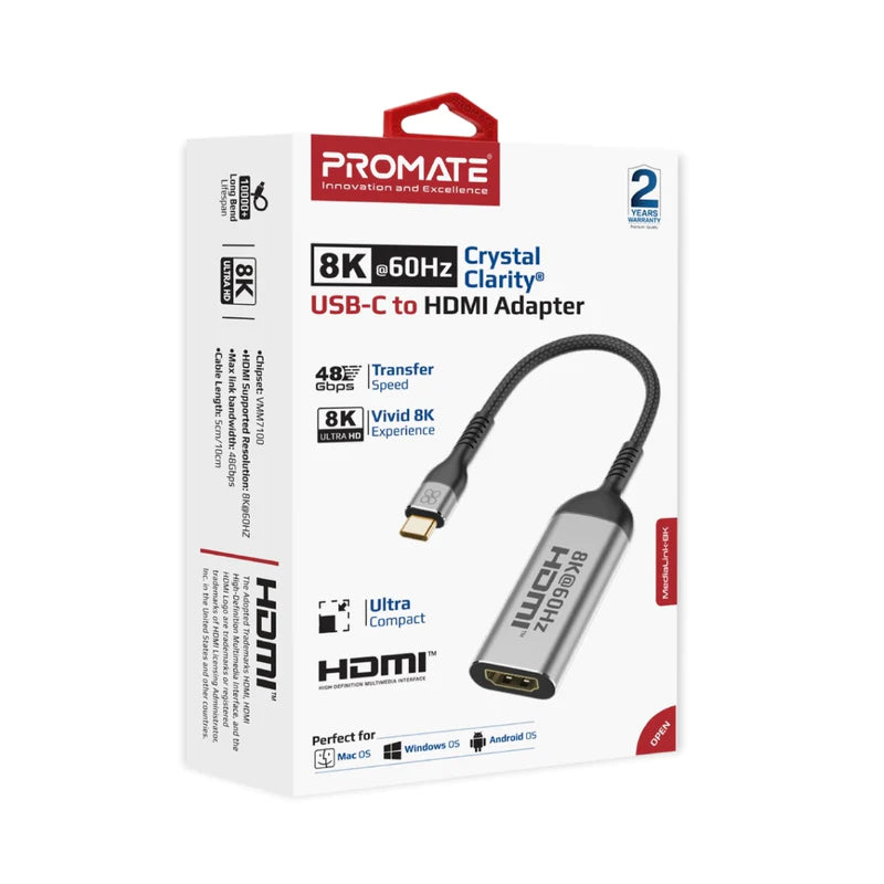 PROMATE 8K@60Hz CrystalClarity™ USB-C to HDMI Adapter
