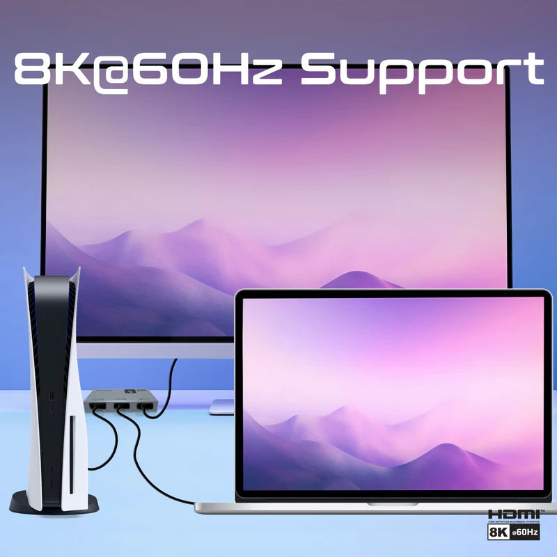 مقسم HDMI 2 منافذ 8K Promate MediaSwitch-2T