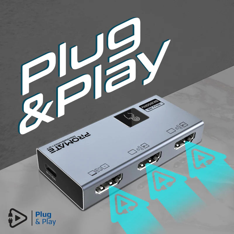 مقسم HDMI 2 منافذ 8K Promate MediaSwitch-2T