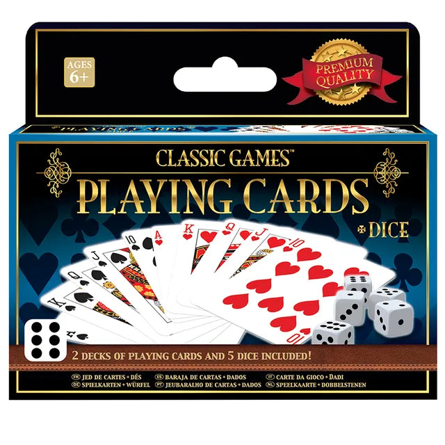 Ambassador Classic Games - 2 Decks Playing Cards & 5 Dice
