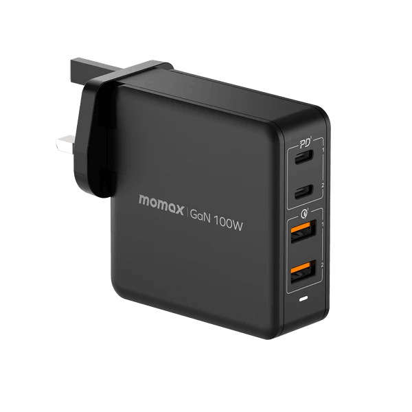 Momax ONEPLUG 100W 4 Port GaN Charger Fast & Efficient - Black & White Momax ONEPLUG 100W 4 Port GaN Charger Fast & Efficient - Black & White