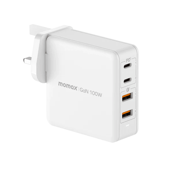 Momax ONEPLUG 100W 4 Port GaN Charger Fast & Efficient - Black & White Momax ONEPLUG 100W 4 Port GaN Charger Fast & Efficient - Black & White