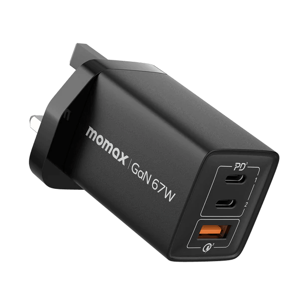 Momax ONEPLUG 67W GaN Charger Compact and Fast Charging Momax ONEPLUG 67W GaN Charger Compact and Fast Charging