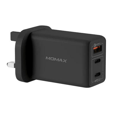 Momax One Plug GaN 65W Triple Output Fast Charger - Black