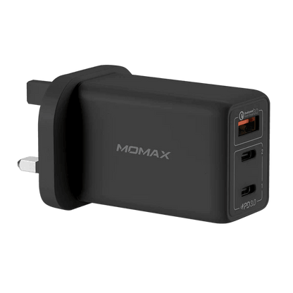 Momax One Plug GaN 65W Triple Output Fast Charger - Black