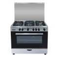 Nara NAXG/9200-BG/LC/FAN Gas Cooker, 90 cm, 5 Burners, Full Safety, Glossy Stainless Steel