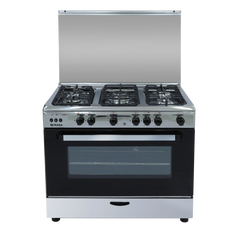 Nara NAXG/9200-BG/LC/FAN Gas Cooker, 90 cm, 5 Burners, Full Safety, Glossy Stainless Steel
