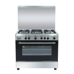 Nara NAXM/9007PRO/LC/FAN Gas Cooker, 90 cm, 5 Burners, Full Safety, Matt Stainless Steel