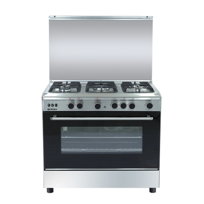 Nara NAXM/9007PRO/LC/FAN Gas Cooker, 90 cm, 5 Burners, Full Safety, Matt Stainless Steel