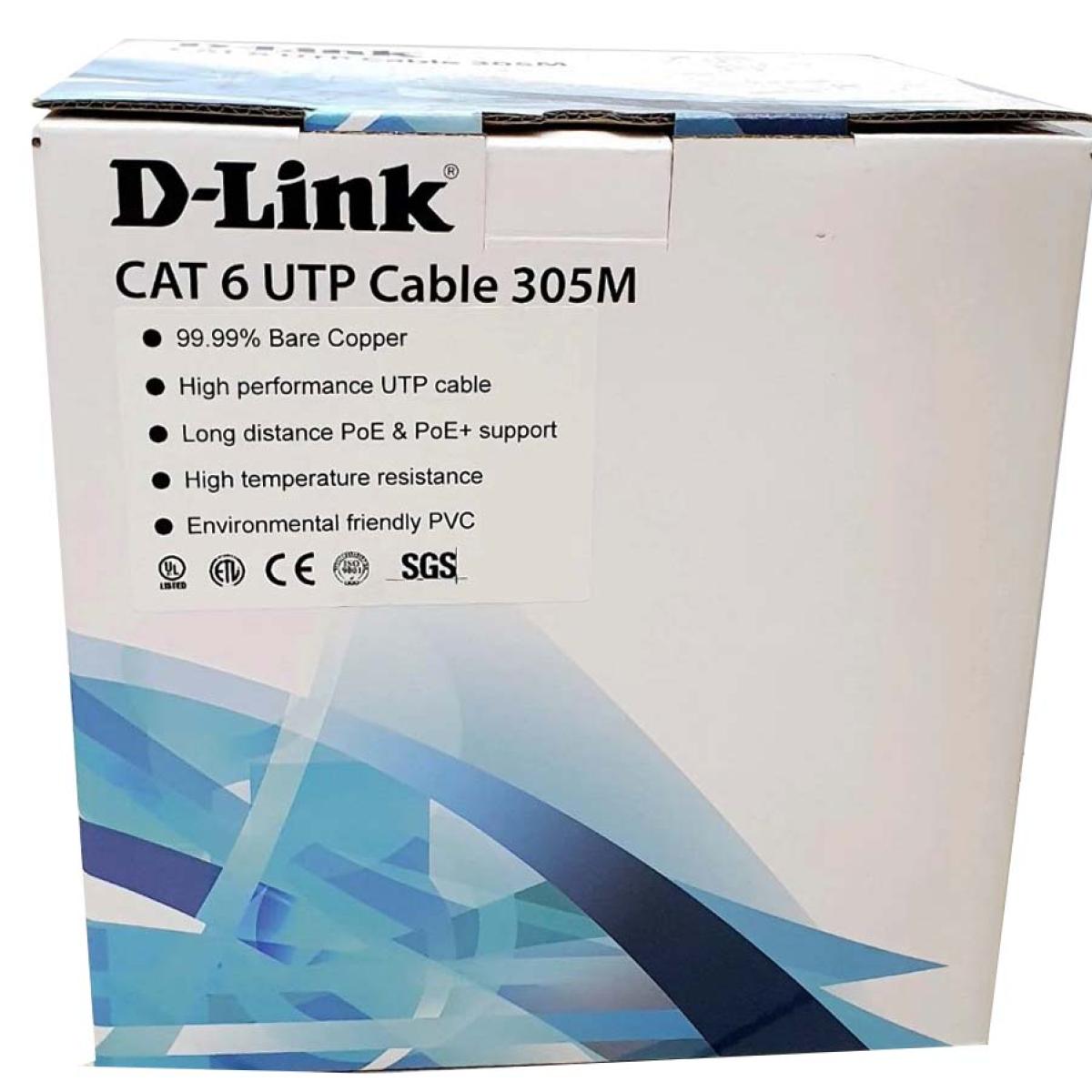 D-Link Cat6 UTP كابل مقاس 24AWG - 305 متر - رمادي