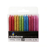 Rainbow Moments Glitter Paraffin Candles - 24 Pack Multicolor