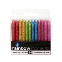 Rainbow Moments Glitter Paraffin Candles - 24 Pack Multicolor