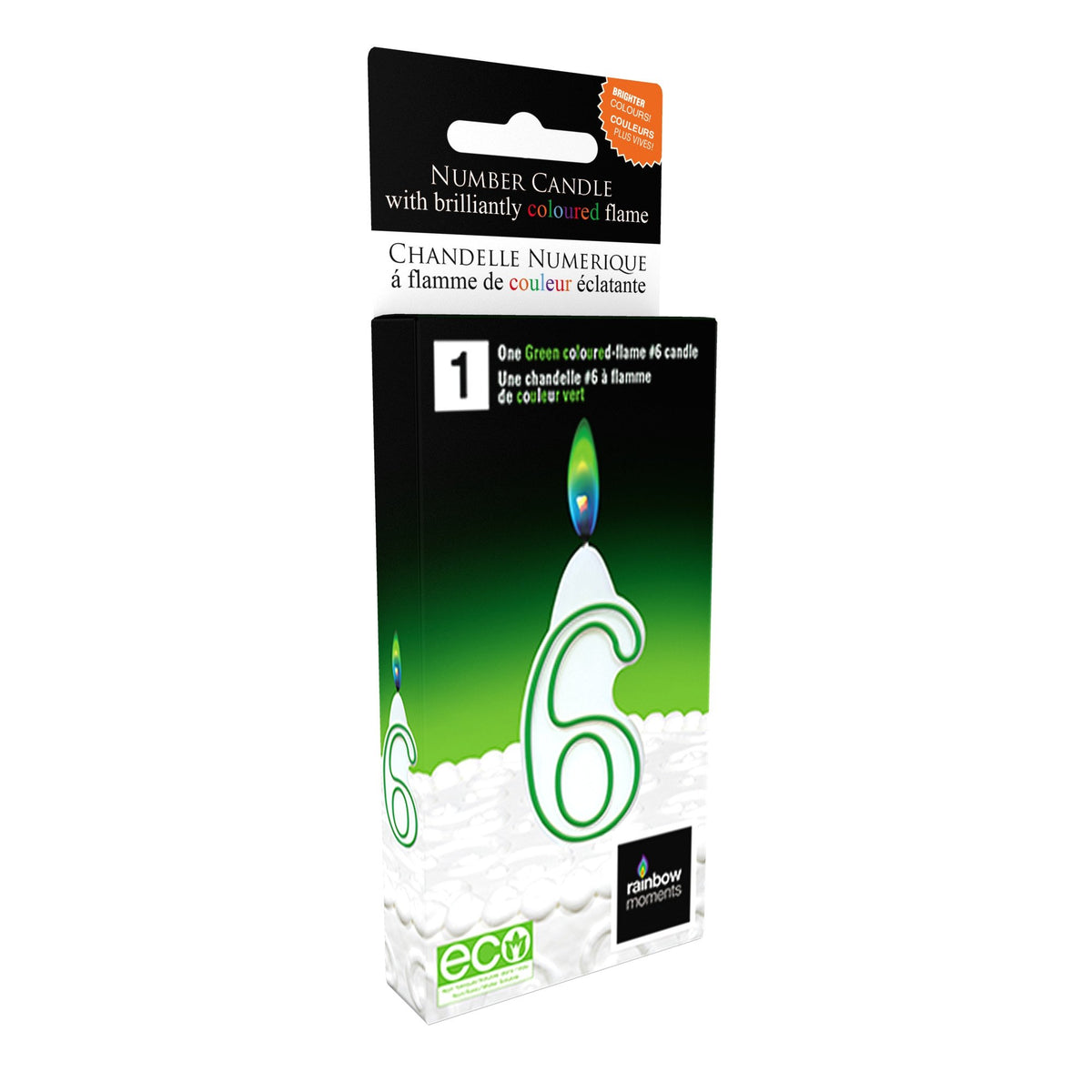 Rainbow Moments Color Flame Number Candles Green - 6