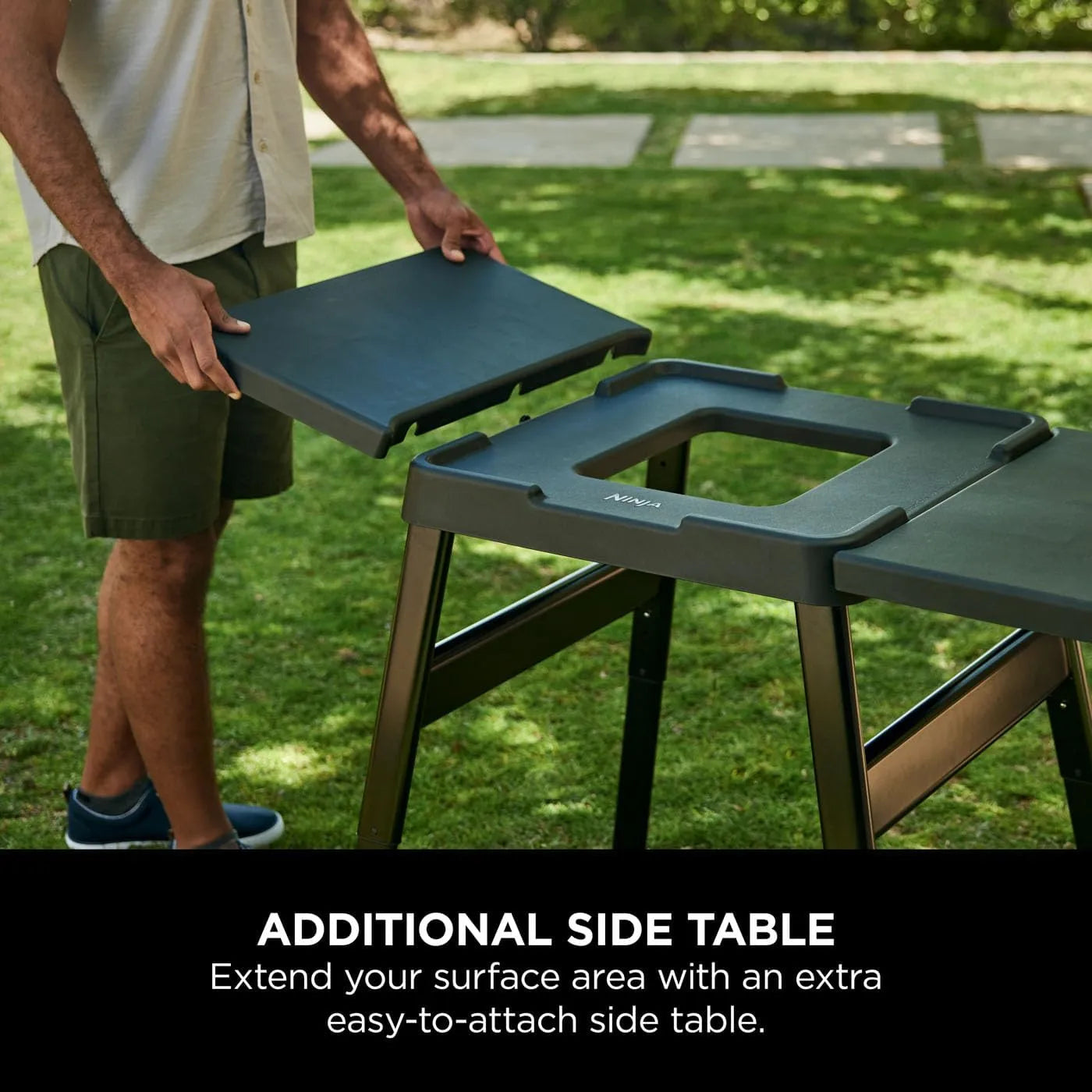 Ninja Woodfire Adjustable Stand & Side Table | 4718J800EUUK | Compatible with OO101, OG701, OG751, OG850, OG901