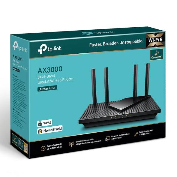راوتر تي بي لينك ثنائي النطاق جيجابت واي فاي 6 يو اس بي - أسودAX3000 راوتر تي بي لينك ثنائي النطاق جيجابت واي فاي 6 يو اس بي - أسودAX3000