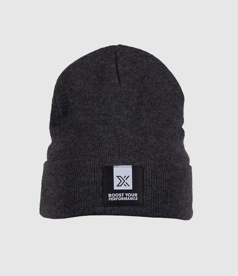 قبعة Beanie رمادية مع شعار مطرز – PATCH BEANIE