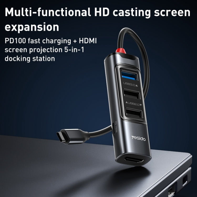 Yesido 5 in 1 USB-C / Type-C Multifunction Docking Station HUB Adapter