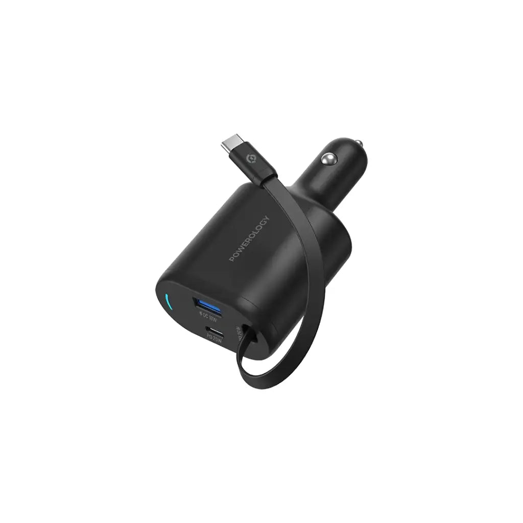 شاحن سيارة قابل للسحب Powerology Type-C 70W - أسود
