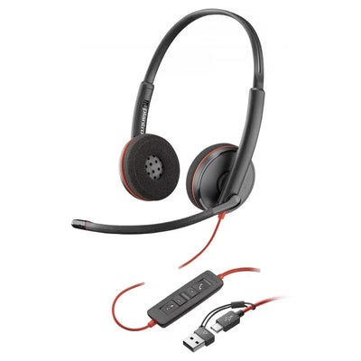 سماعة Poly Blackwire 3220 سلكية بميكروفون وإلغاء ضوضاء
