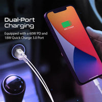 PROMATE Bullet PD60 Car Charger 60W PD & QC3.0 Fast Charge 