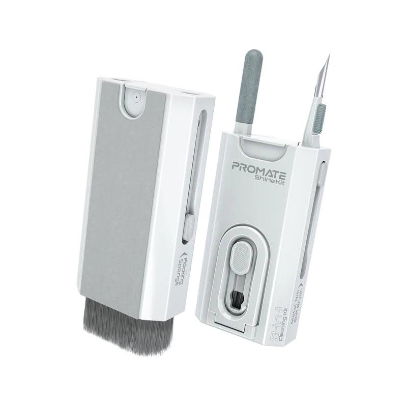 PROMATE ShineKit 8 in 1 Multifunctional Cleaning Kit with Phone Holder - White