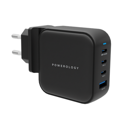 Powerology 100W World Travel Charger | 3 PD + 1 QC3.0 Ports