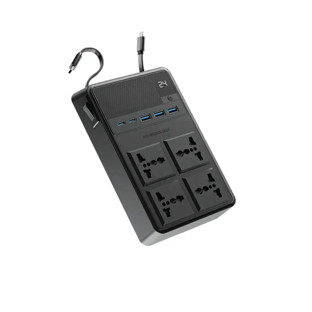 Powerology 2500W Power Strip with 4 AC Ports & Retractable Cables Powerology 2500W Power Strip with 4 AC Ports & Retractable Cables