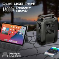 Promate PatrolPack Power Bank 16000mAh with 150PSI Air Pump - Black