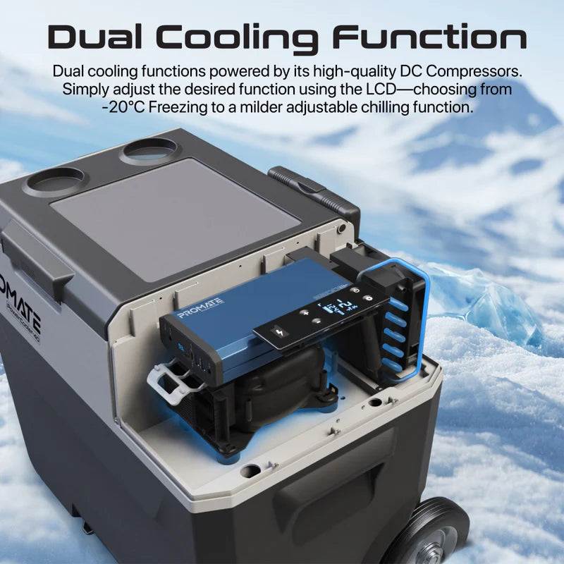 Promate PowerCooler-40 CoolFast™ 40 Liters Portable Outdoor Mini Refrigerator with 52000mAh Powerpack