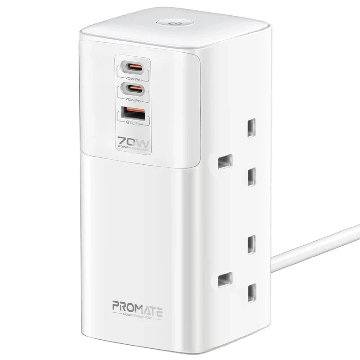 Promate PowerTower-70W Multi-Port Charging Station with Quad AC Sockets Promate PowerTower-70W Multi-Port Charging Station with Quad AC Sockets